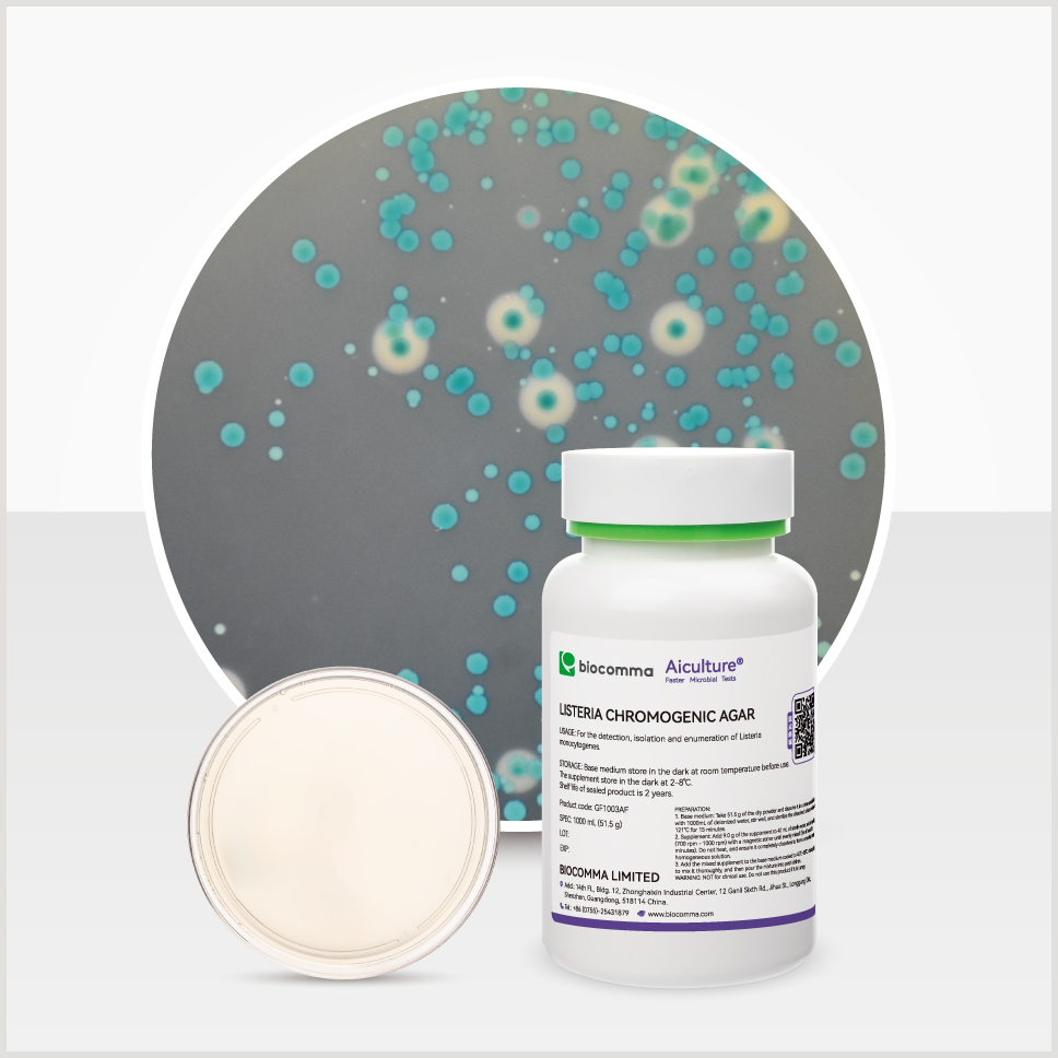Môi trường sinh màu Listeria Chromogenic Agar, Hãng Biocomma, China 