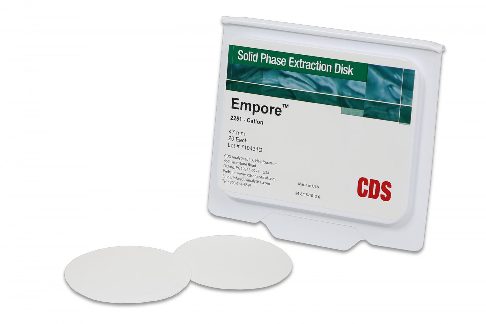 Đĩa chiết pha rắn (SPE) Empore 2251: Strong Cation Exchange, 12um particle size, 47mm, 60c/Hộp, Hãng CDS Analytical, Mỹ
