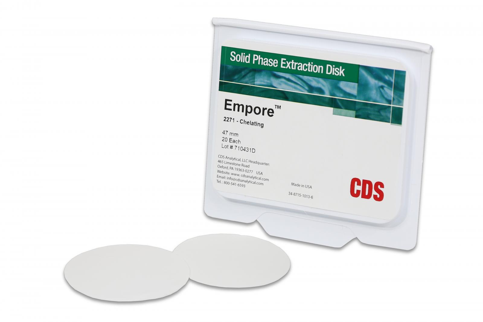 Đĩa chiết pha rắn (SPE) Empore 2271: Chelating resin, PSDB-iminodiacetic acid groups, 12um particle size, 47mm, 20c/Hộp, Hãng CDS Analytical, Mỹ