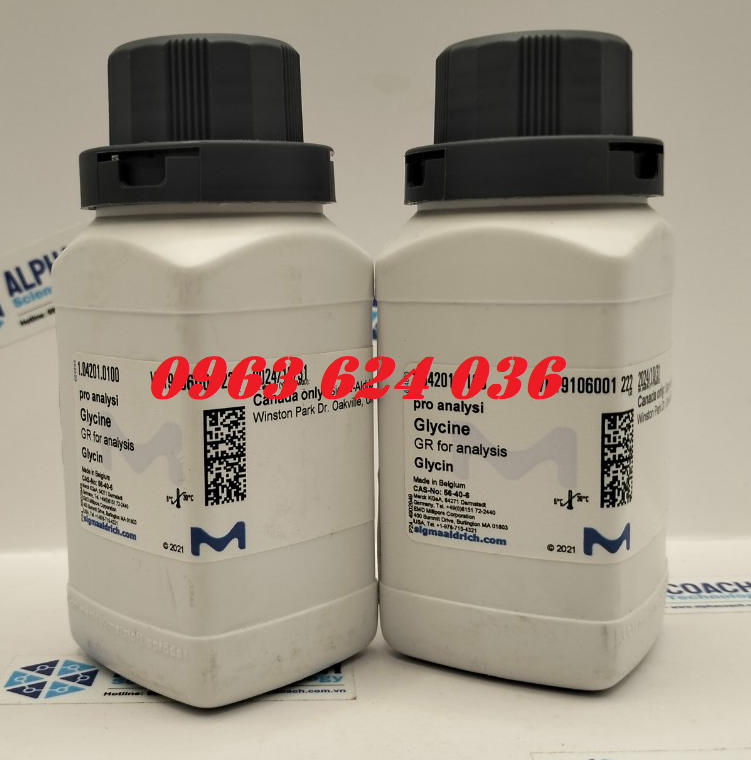 Hóa chất Glycine GR for analysis. CAS 56 40 6, EC Number 200 272 2, chemical formula H2NCH2COOH