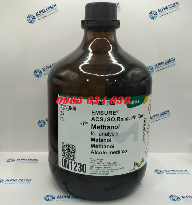 Hóa chất Methanol for analysis EMSURE ACS,ISO,Reag Ph Eur, CAS: 67-56-1, 2500ml